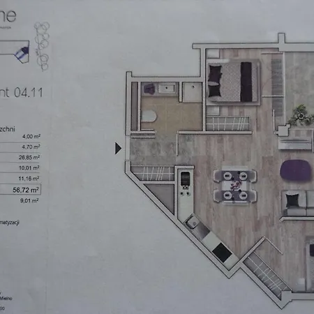 With 2 Bedrooms דירה